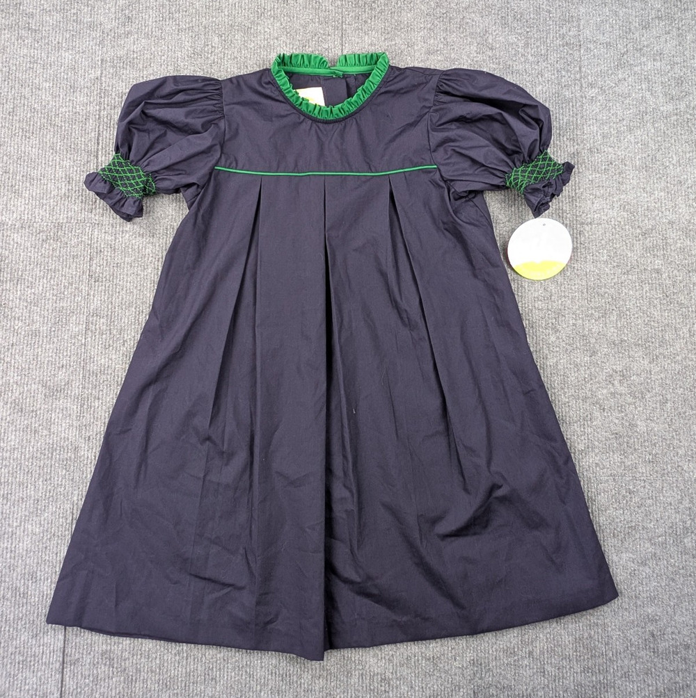 Zuccini Kids Dress Girls 8 Smocked Josephine Retro Cottage Preppy Blue Pleated